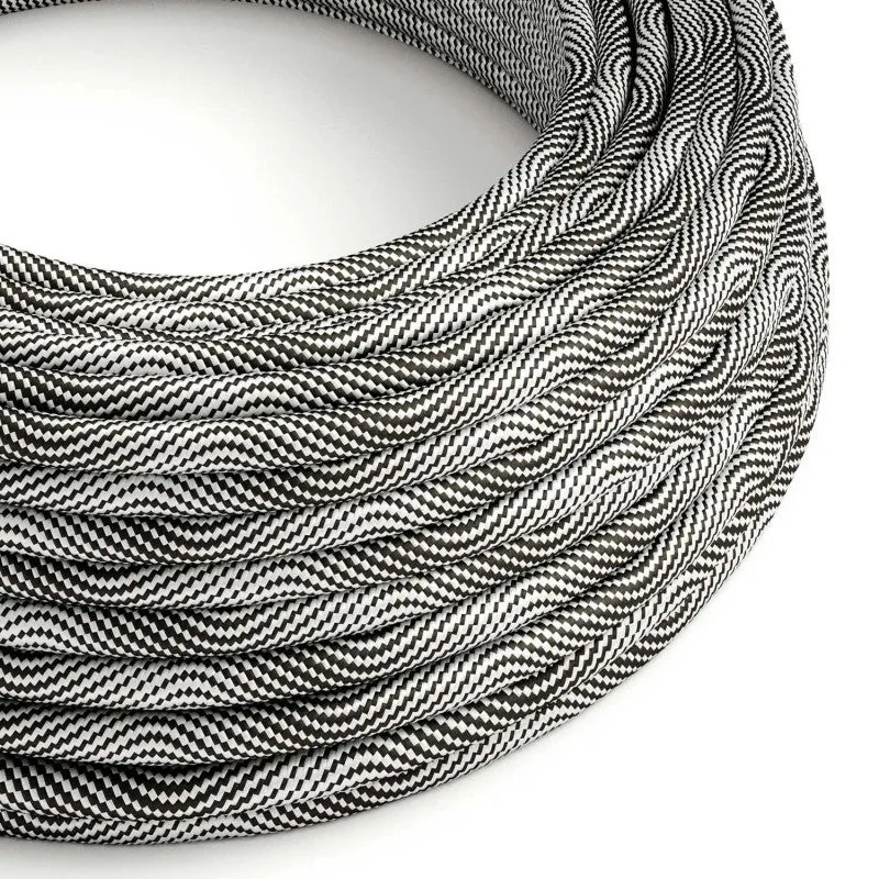 Tekstilkabel Silver/Svart