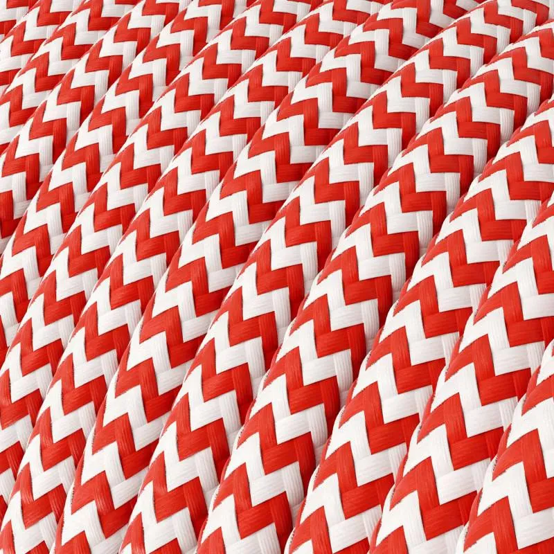 Tekstilkabel Zig Zag Rød/Hvit