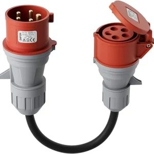 CEE adapter 32A plugg til 16A stikkontakt, 3-fase 400V adapter 11KW EV lader