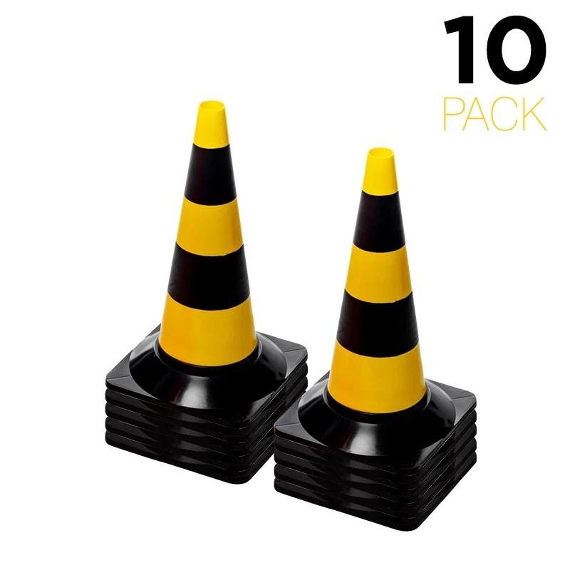 Flexibarrier Trafikkjegle 50 cm - Sett - 10 stk (Svart/Gul)
