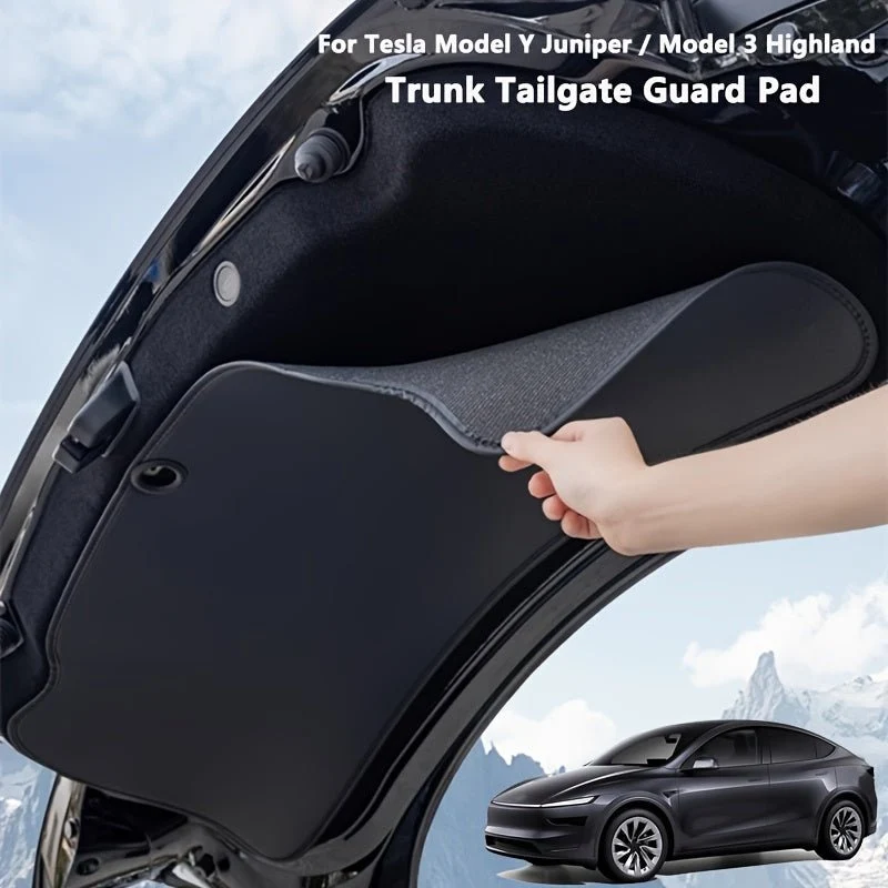 Tesla Model Y Juniper Trunk Tailgate Guard Pad - Slitesterk faux skinnlast, beskyttende og stilig, enkelt å installere