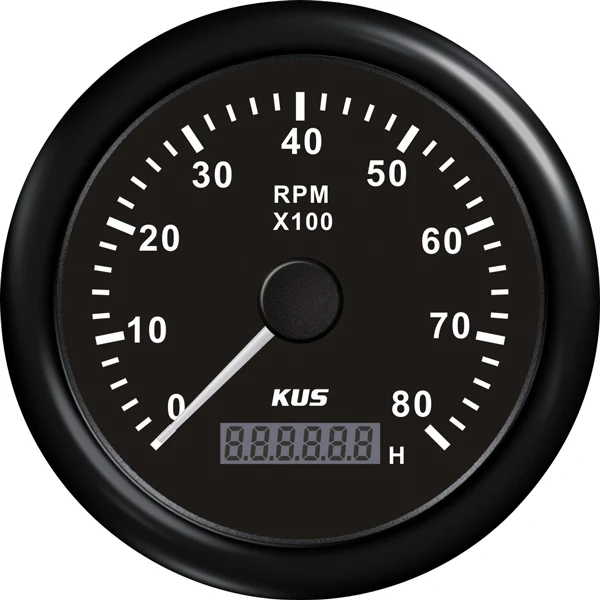 Kus, turteller bensin, svart, 0-8000 RPM, 12/24V, IP67