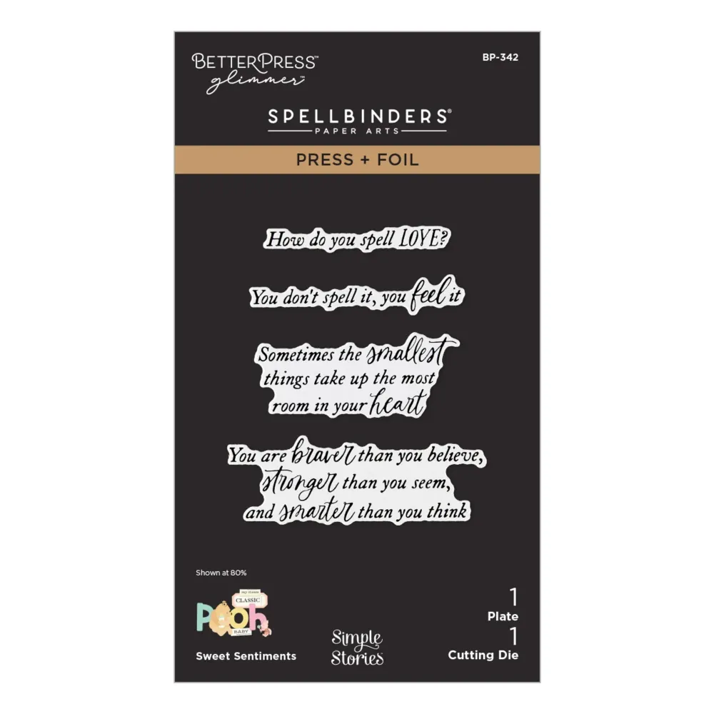 Spellbinders - Press & Foil Plate + Die set - Classic Pooh Baby - Sweet Sentiments