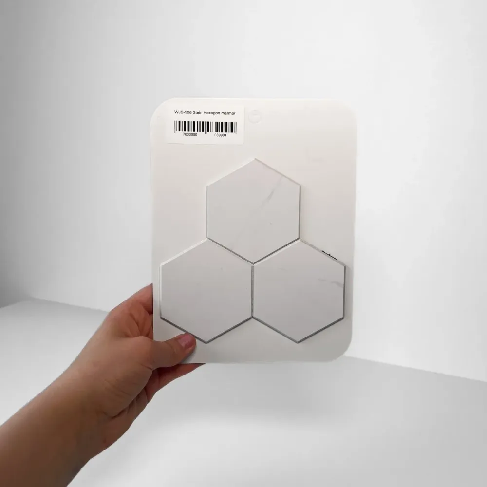 Vareprøve: Stein Hexagon marmor selvklebende veggfliser