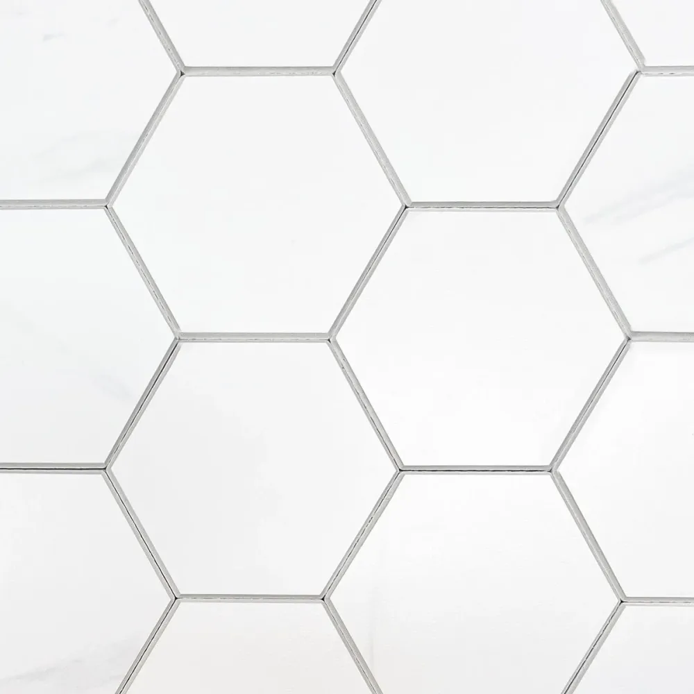 Vareprøve: Stein Hexagon marmor selvklebende veggfliser