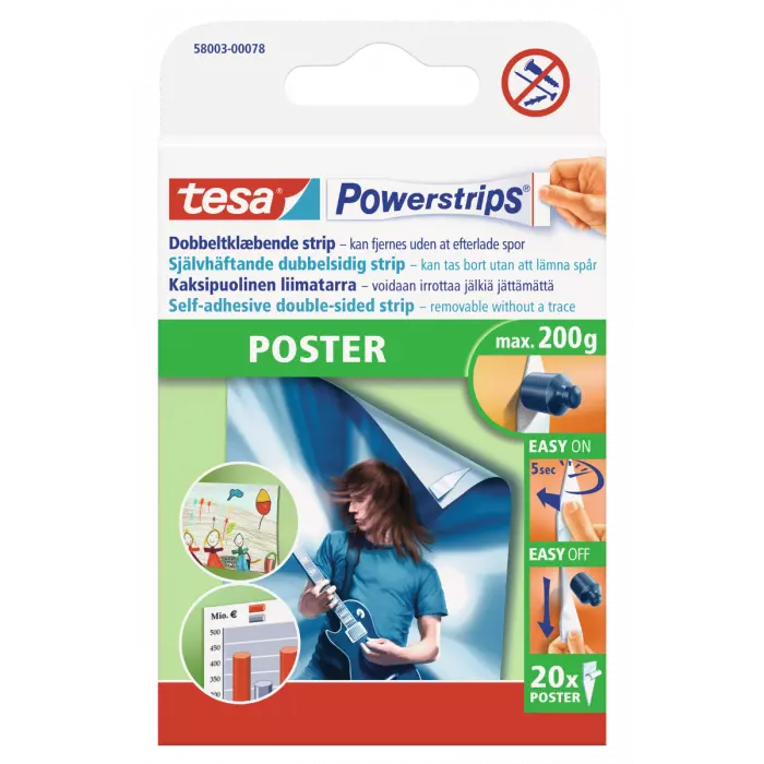 Tesa Powerstrips montering av plakater på vegg