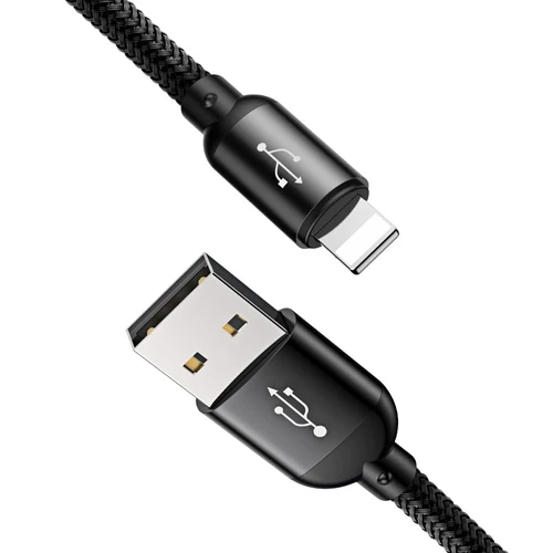 Baseus 3 i 1 USB--kabel - micro USB/Lightning/USB-C, 1,2 m, svart