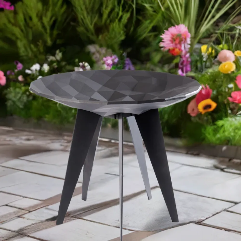 Brannskål med en geometrisk 3D -overflate i moderne polygondesign