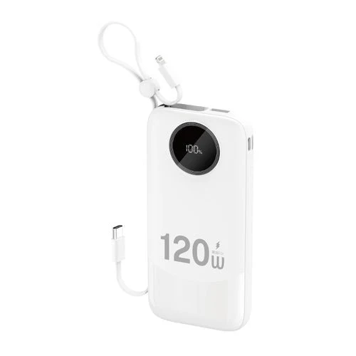 Dudao K13 10 000 mAh eksternt batteri, integrert kabel - hvit