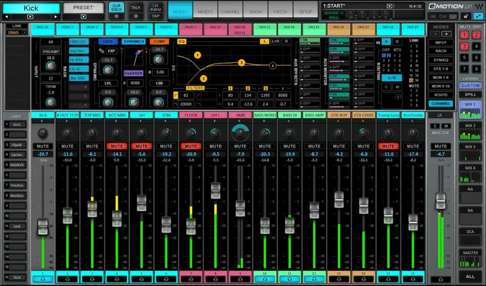 eMotion LV1 Live Mixer – 16 Stereo Channels
