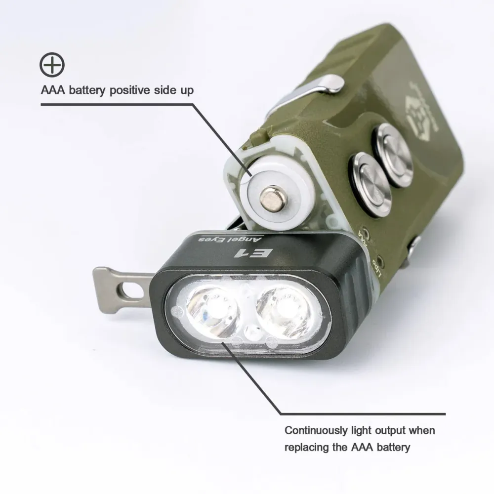 RovyVon Angel Eyes E1 Hybrid Flashlight 6500K, Army Green