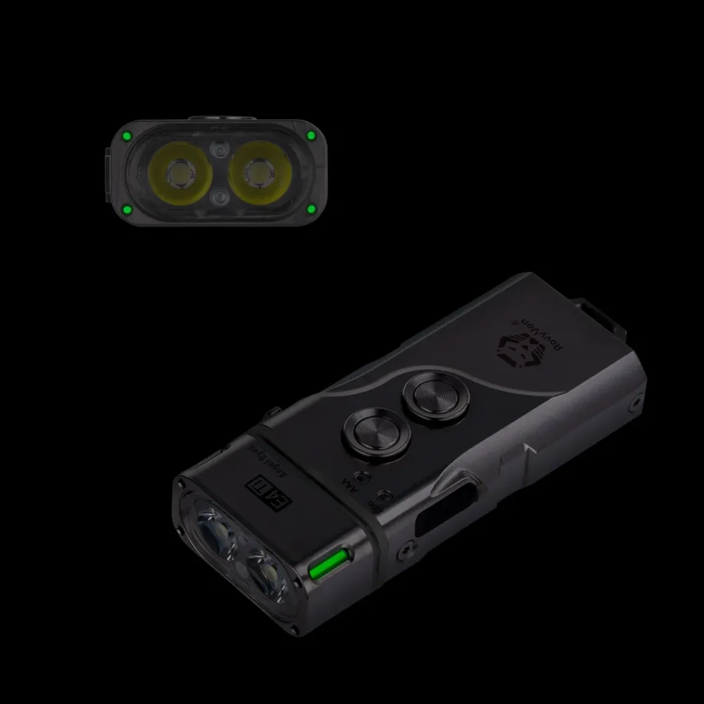 RovyVon Angel Eyes E4 Titanium Dual Button Hybrid Keychain Flashlight 6500