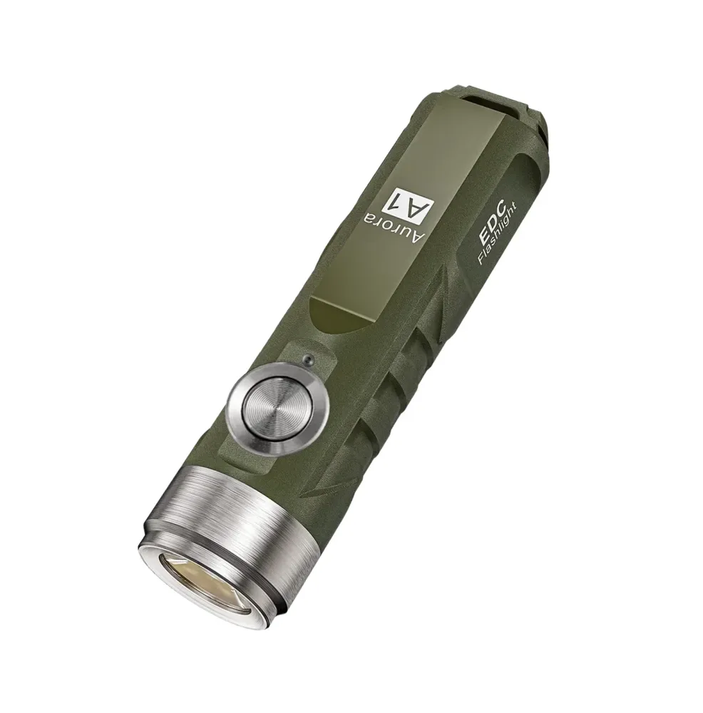 RovyVon Aurora A1 (4G) Metal-switch USB-C Keychain Flashlight 6500K, Army Green