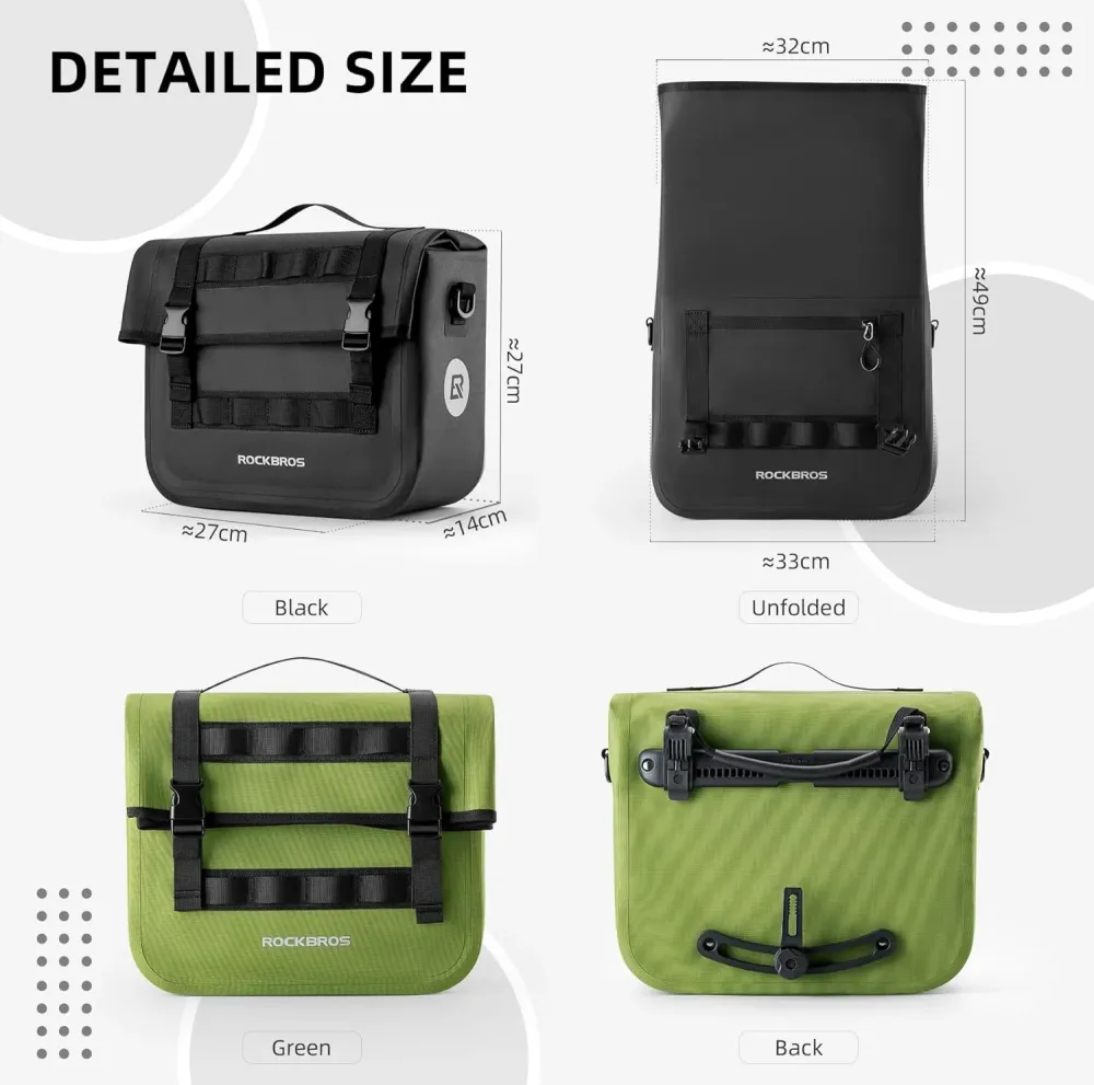 Vanntette ROCKBROS sykkelvesker 15 L