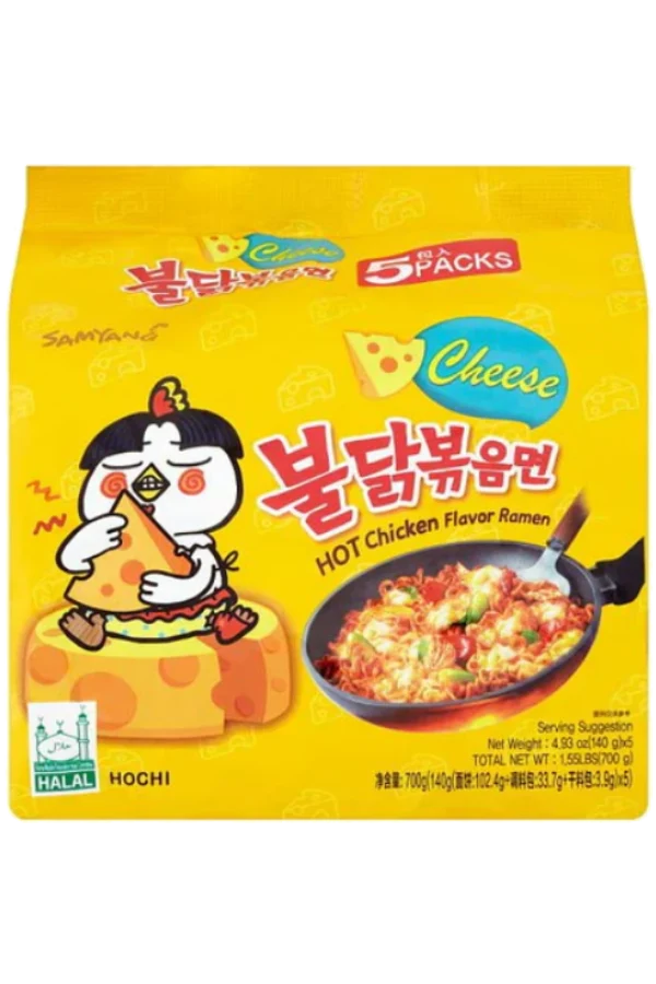 Samyang Buldak Cheese Ramen 5-pack (140g) - Koreansk